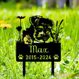 Personalized Miniature Schnauzer Dog Metal Memorial Garden Stake Custom Pet Grave Marker Name Sign Remembrance Stake