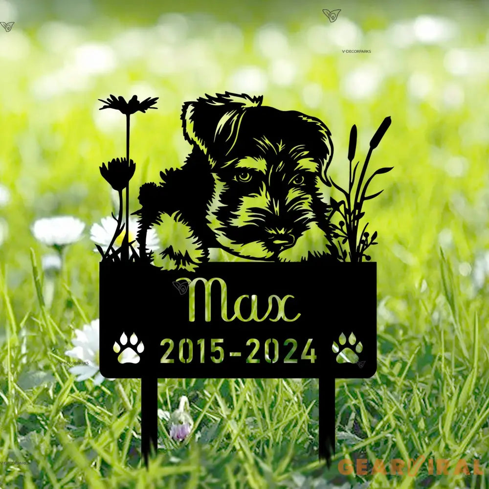 Personalized Miniature Schnauzer Dog Metal Memorial Garden Stake Custom Pet Grave Marker Name Sign Remembrance Stake