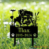 Personalized Miniature Schnauzer Dog Metal Memorial Garden Stake Custom Pet Grave Marker Name Sign Remembrance Stake