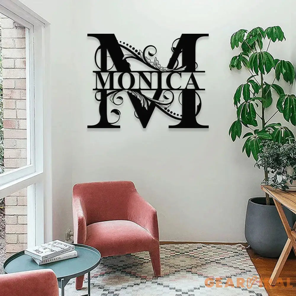 Personalized Monogram LED Sign - Split Letter Name Metal Sign - Family Name Wall Decor - Hanging Family Name Sign