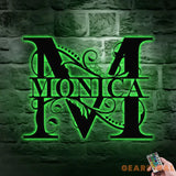 Personalized Monogram LED Sign - Split Letter Name Metal Sign - Family Name Wall Decor - Hanging Family Name Sign