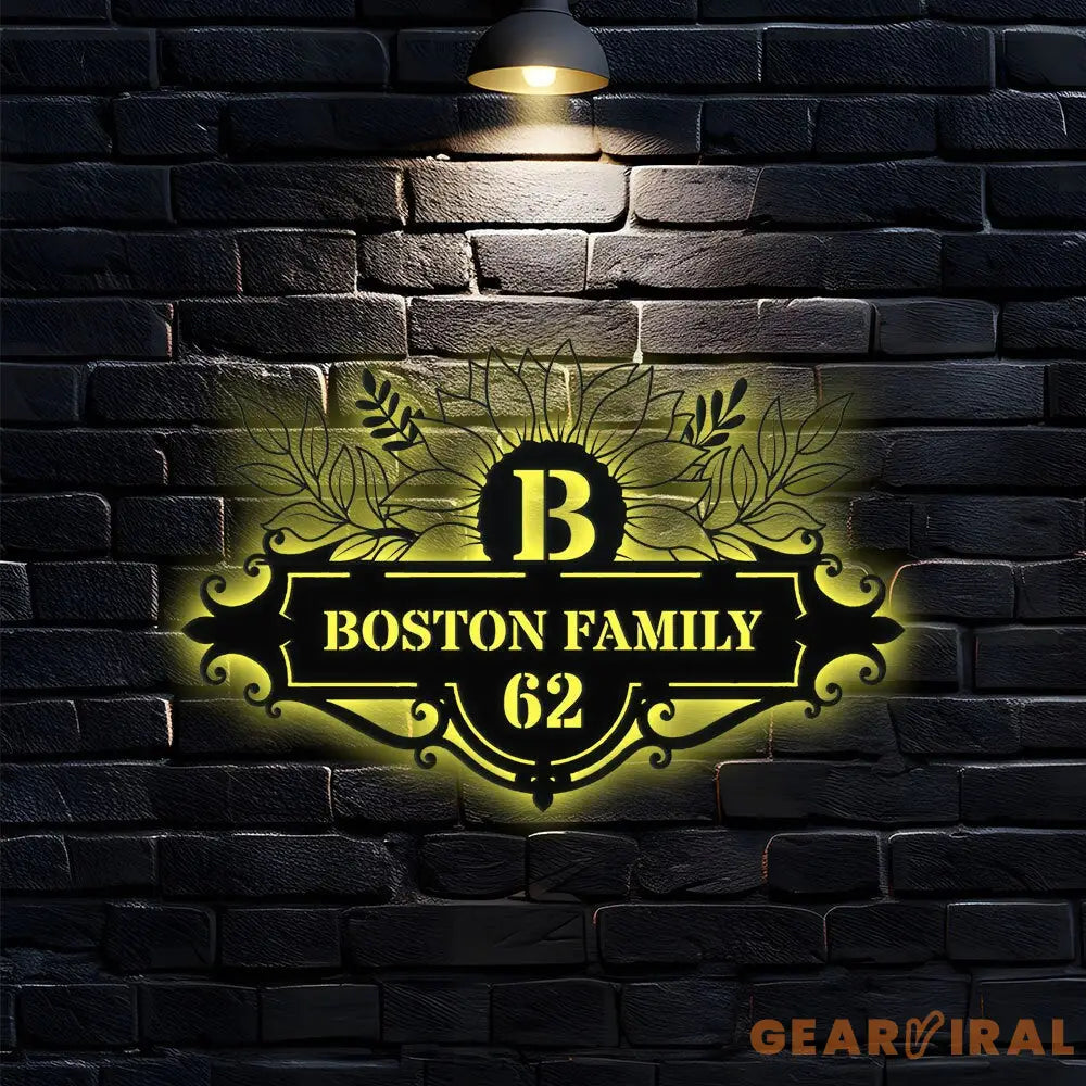 Personalized Monogram Letters LED Metal Sign - Family Name Metal Address Sign - House number Hanging Address - Wall Art