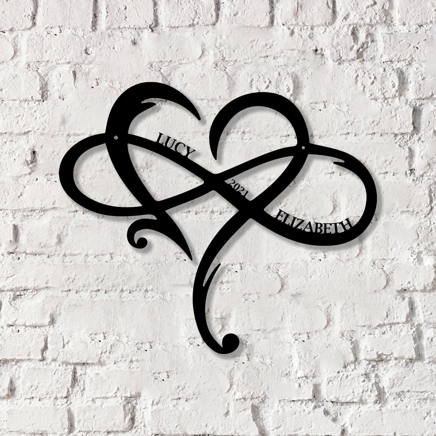 Personalized Monogram Split Letter Name Infinity Heart Metal Sign for Your Love - Gearviral