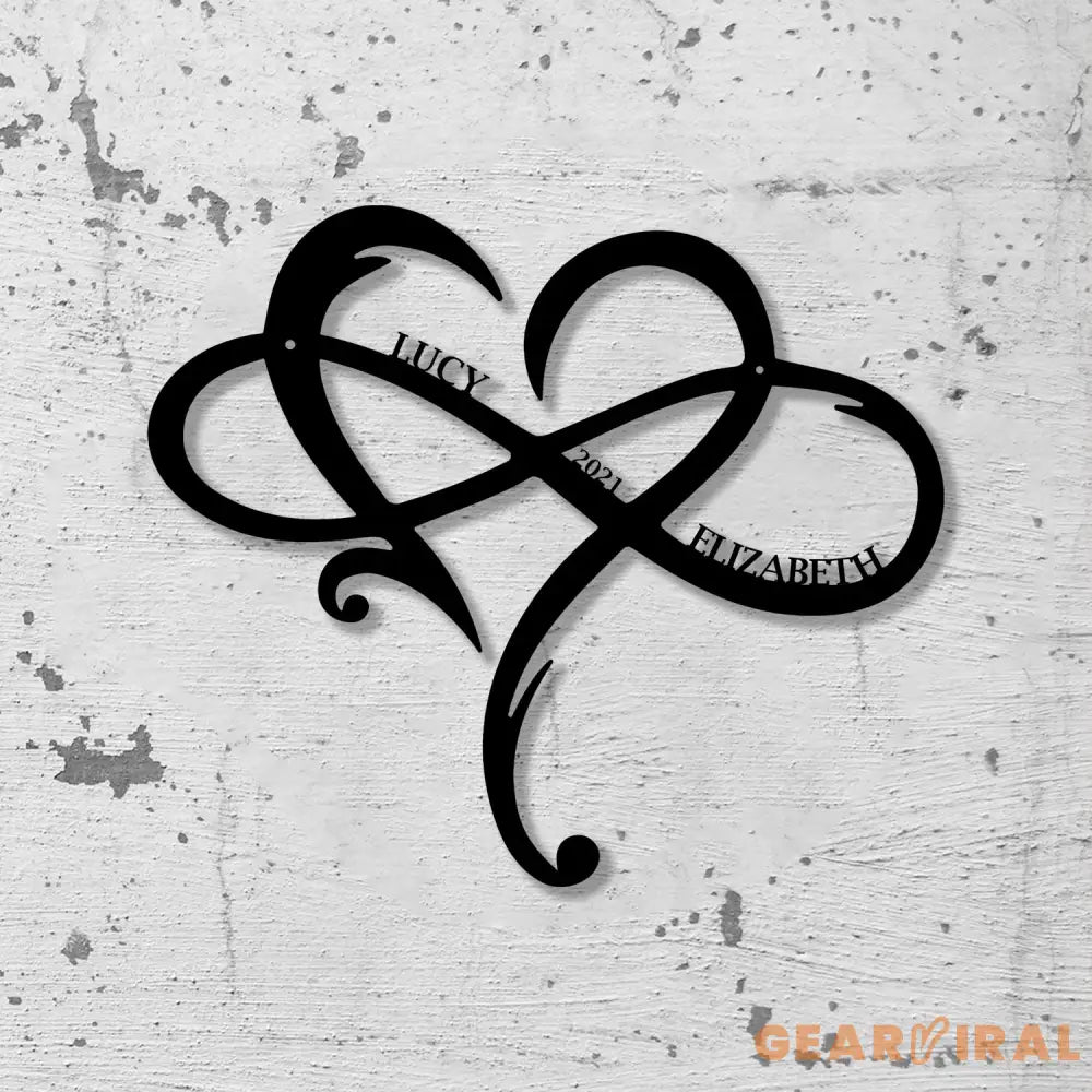 Personalized Monogram Split Letter Name Infinity Heart Metal Sign for Your Love - Gearviral