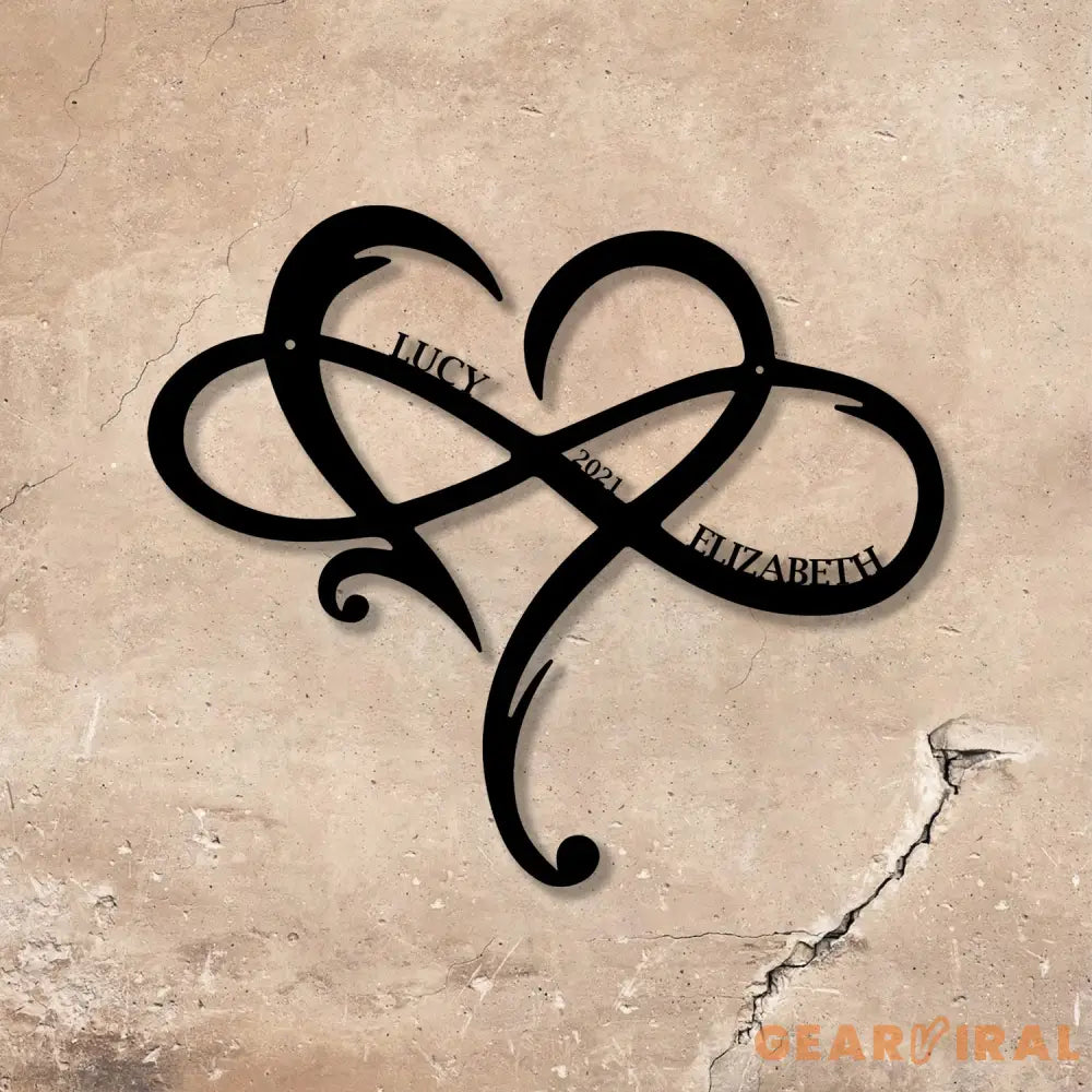 Personalized Monogram Split Letter Name Infinity Heart Metal Sign for Your Love - Gearviral