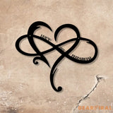 Personalized Monogram Split Letter Name Infinity Heart Metal Sign for Your Love - Gearviral