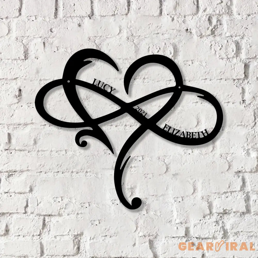Personalized Monogram Split Letter Name Infinity Heart Metal Sign for Your Love - Gearviral