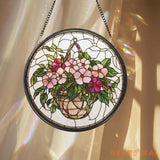 Personalized Morning Glory Glass Suncatcher Pink Floral Window Hanging Decor Garden-Inspired Gift for Grandma Flower