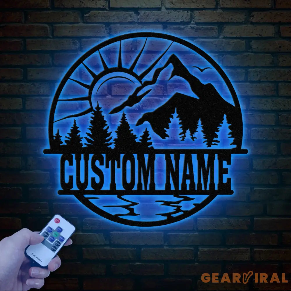 Personalized Mountain Forest Metal Sign Custom Nature-Inspired Wall Art Hill & Trees Metal Sign Ideal for Cabin Man