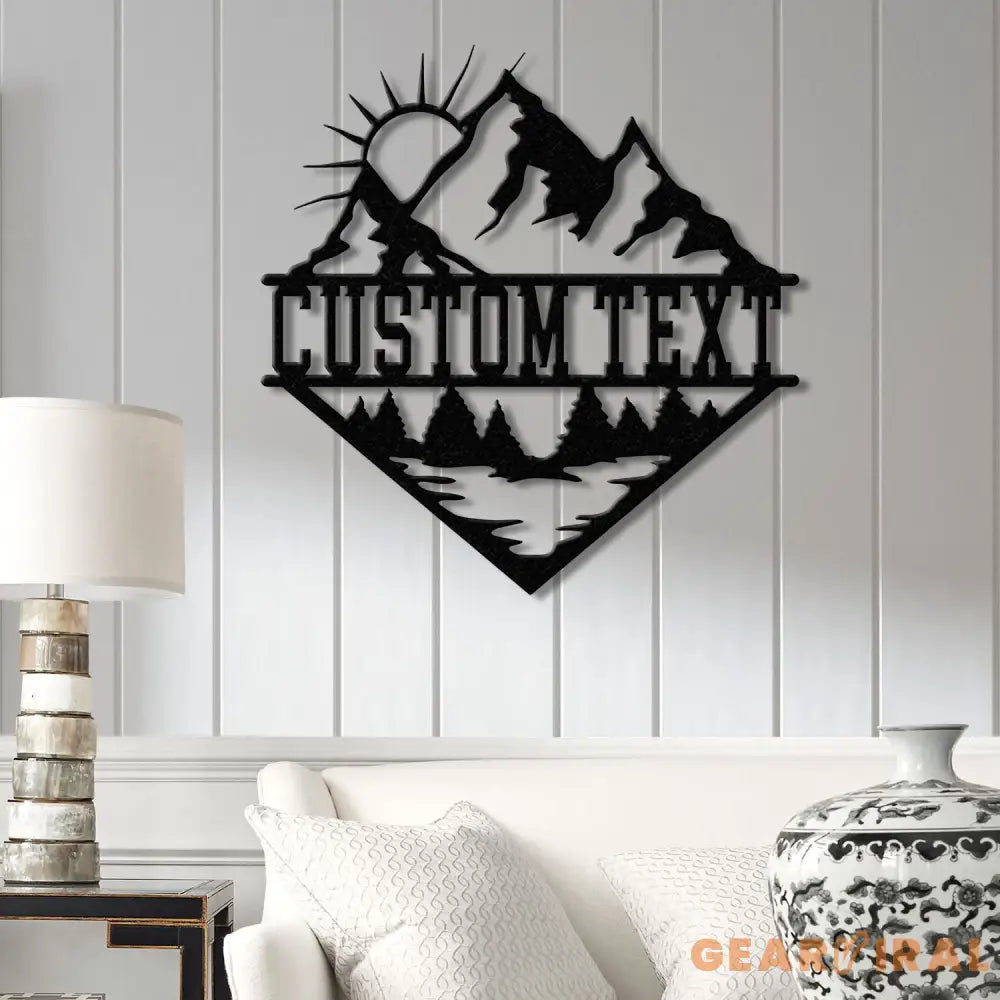 Personalized Mountain Forest Metal Sign Custom Nature-Inspired Wall Art Hill & Trees Metal Sign Ideal for Cabin Man