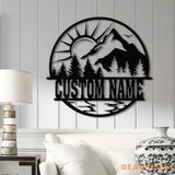 Personalized Mountain Forest Metal Sign Custom Nature-Inspired Wall Art Hill & Trees Metal Sign Ideal for Cabin Man