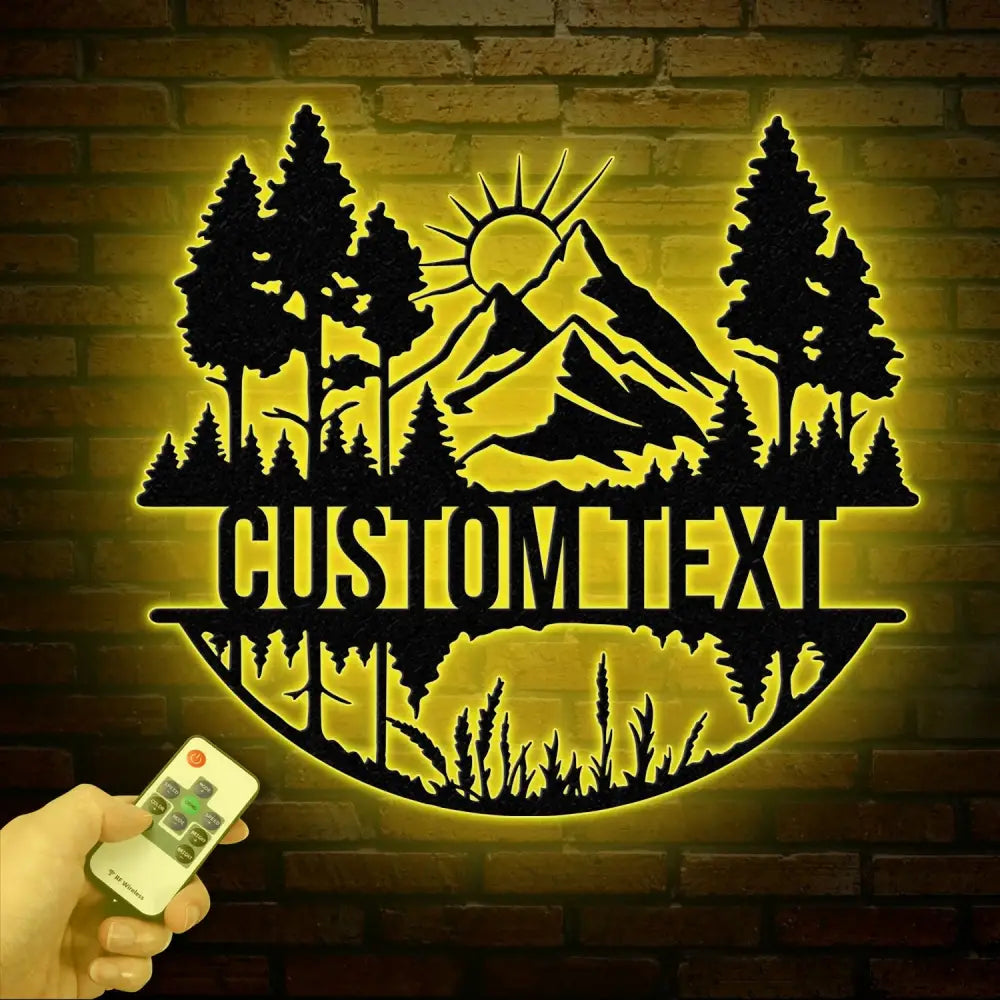 Personalized Mountain Forest Metal Sign Custom Nature-Inspired Wall Art Hill & Trees Metal Sign Ideal for Cabin Man
