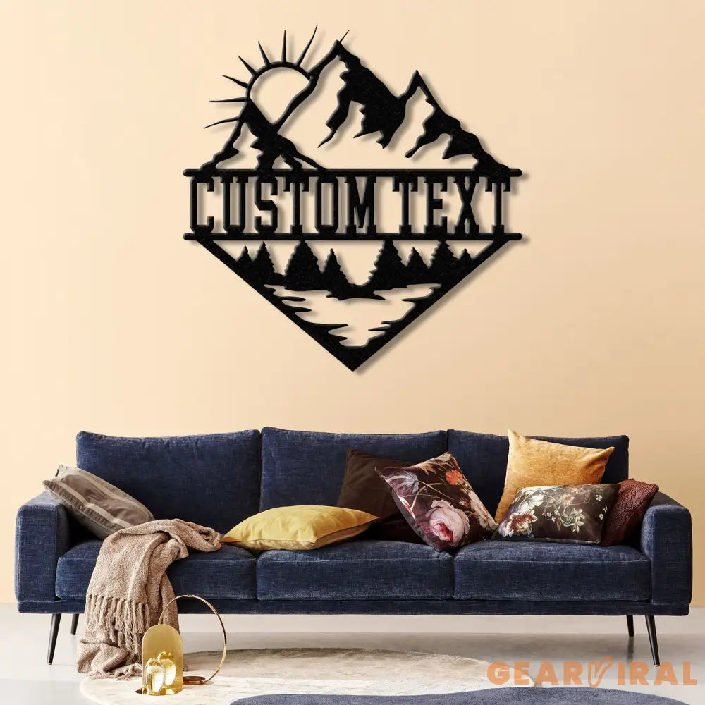 Personalized Mountain Forest Metal Sign Custom Nature-Inspired Wall Art Hill & Trees Metal Sign Ideal for Cabin Man