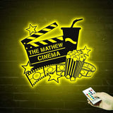 Personalized Movie And Popcorn Metal Wall Art LED Light Custom Family Cinema Home Theater Name Sign Home Decor Man Cave Decoration Birthday | GearViral