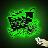 Personalized Movie And Popcorn Metal Wall Art LED Light Custom Family Cinema Home Theater Name Sign Home Decor Man Cave Decoration Birthday | GearViral