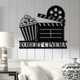 Personalized Movie Metal Wall Art LED Light Custom Movie Room Sign Film & Popcorn Decor Movie Lover Gift Private Cinema