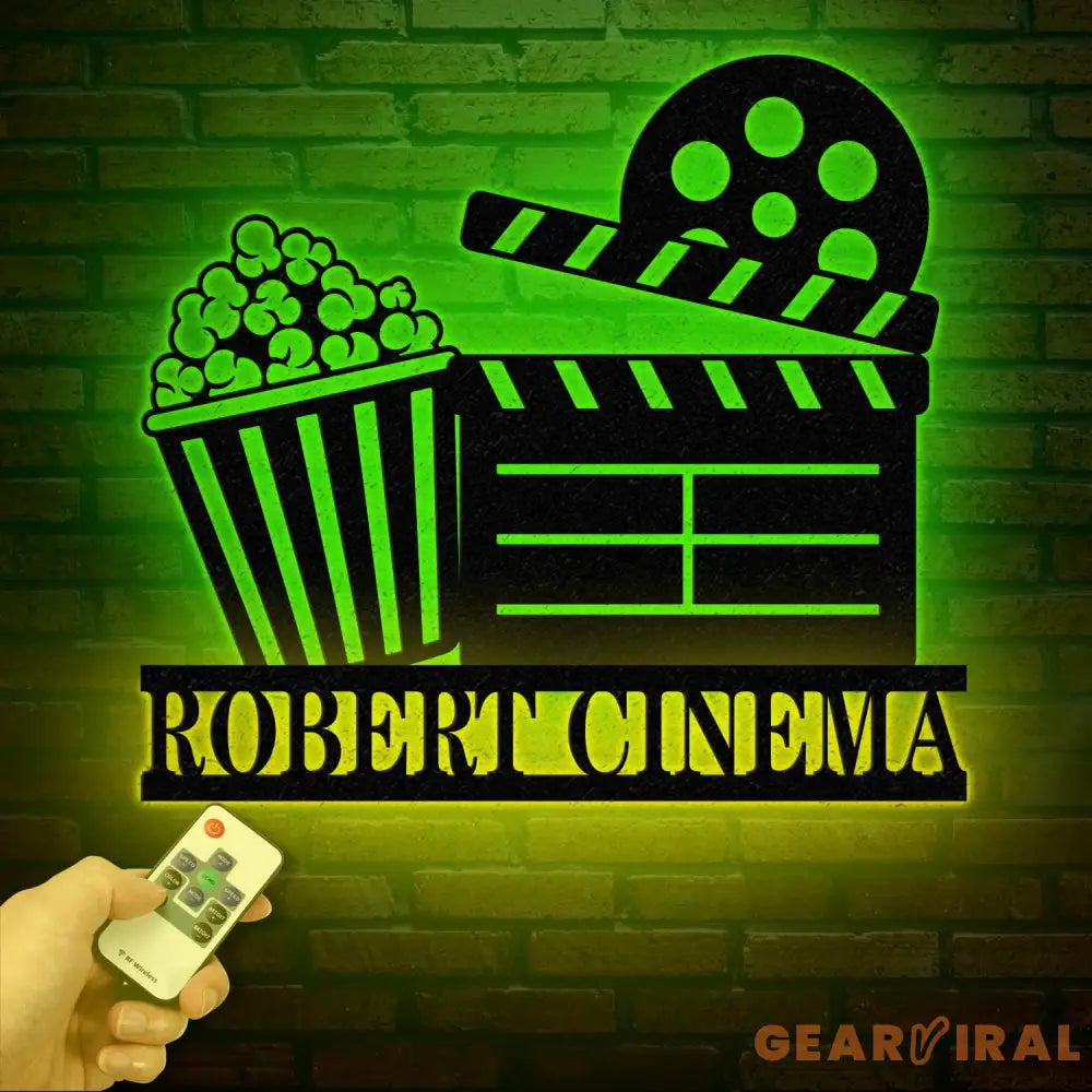 Personalized Movie Metal Wall Art LED Light Custom Movie Room Sign Film & Popcorn Decor Movie Lover Gift Private Cinema