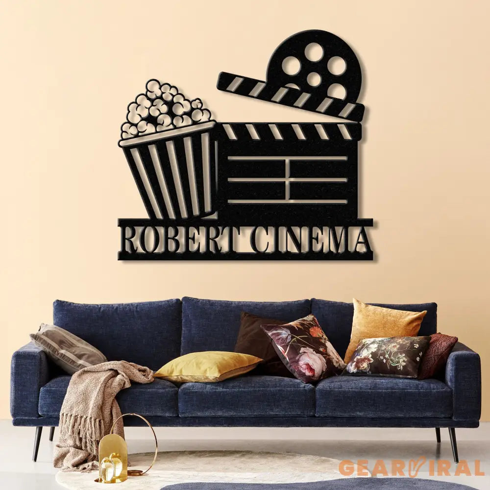 Personalized Movie Metal Wall Art LED Light Custom Movie Room Sign Film & Popcorn Decor Movie Lover Gift Private Cinema