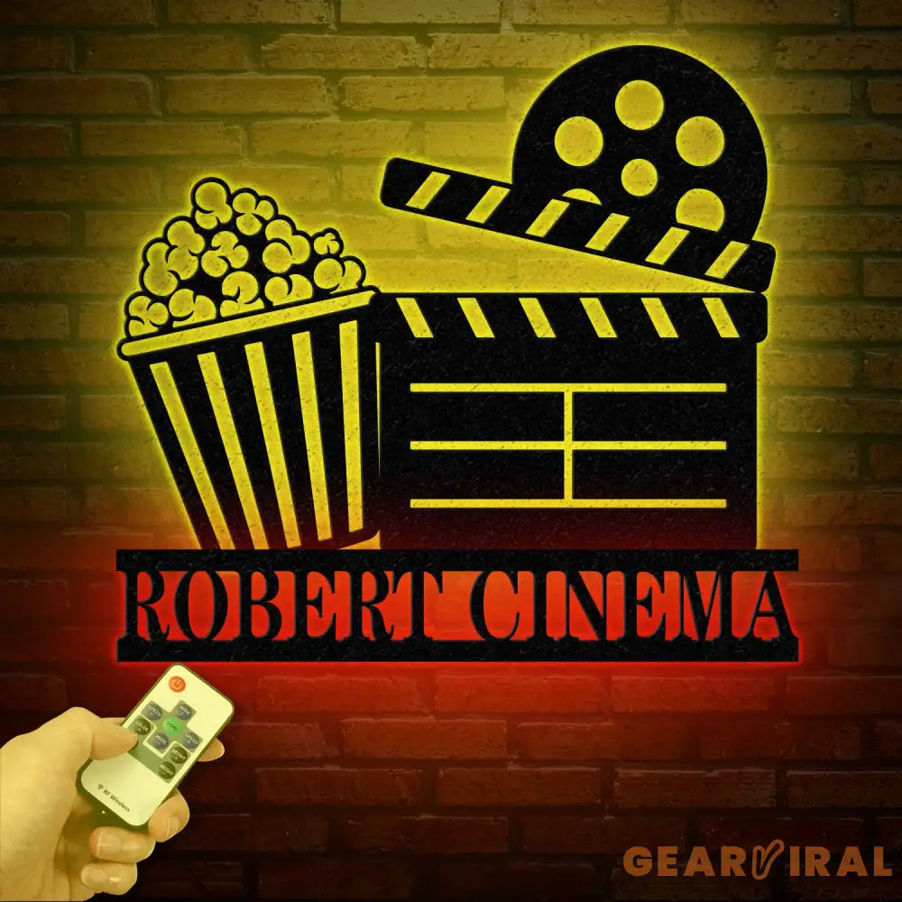 Personalized Movie Metal Wall Art LED Light Custom Movie Room Sign Film & Popcorn Decor Movie Lover Gift Private Cinema