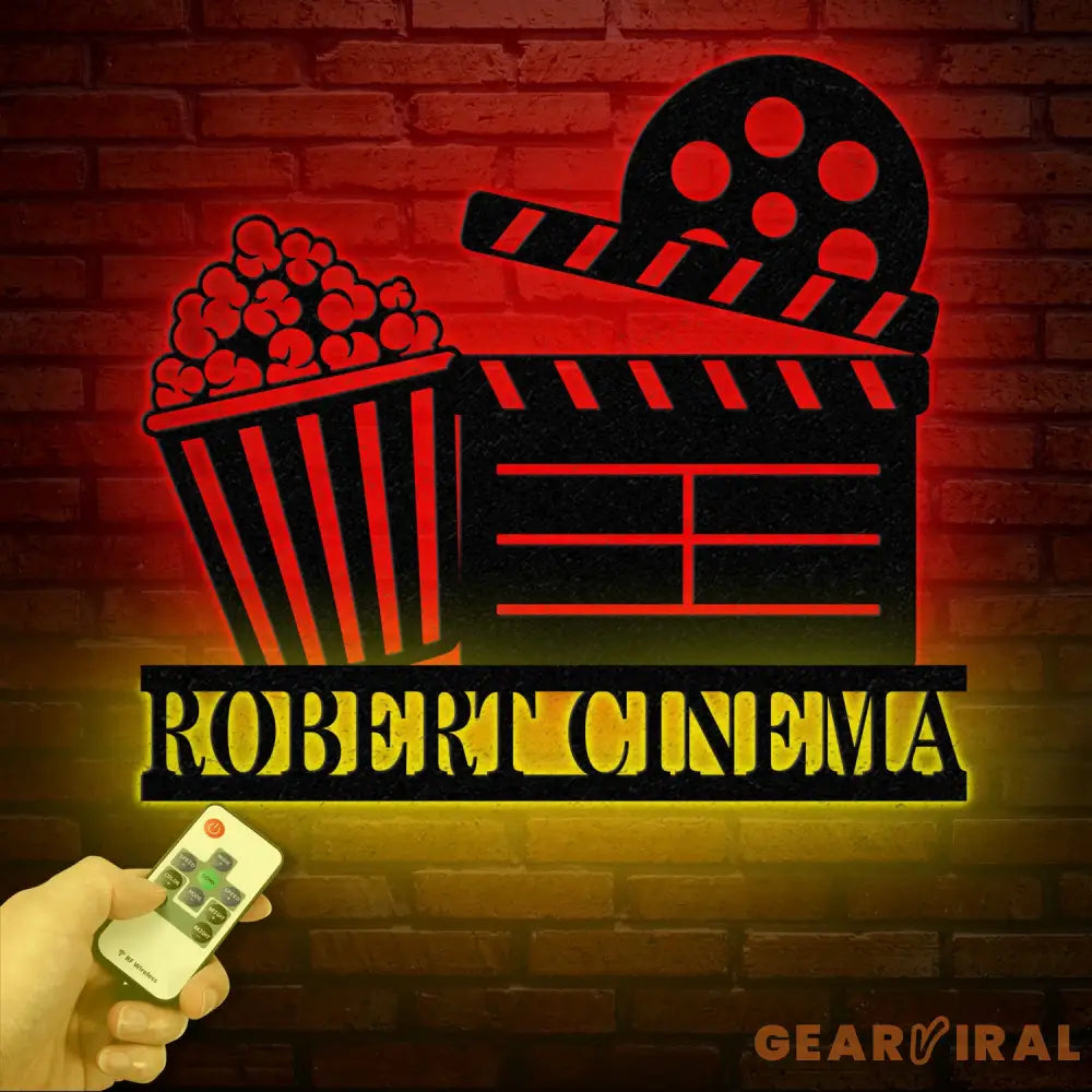 Personalized Movie Metal Wall Art LED Light Custom Movie Room Sign Film & Popcorn Decor Movie Lover Gift Private Cinema