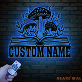 Personalized Mushrooms Books Metal Sign with LED Lights Custom Bookshelf Art Library Decor Bookworm & Reading Room Sign