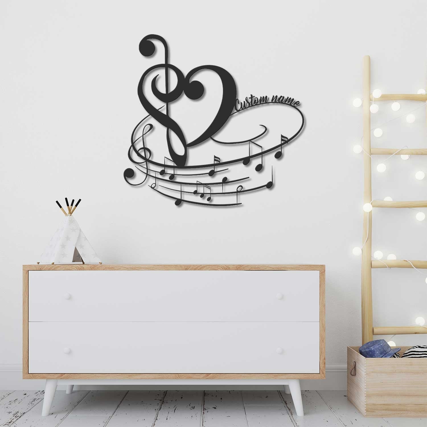 Personalized Music Notes Gift - Customized Gift for Musician - Music Notes and Heart Metal Wall Art - Home Decoration | GearViral