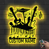 Personalized Music Wall Art with Led Light - Music Lover Gift - Music Notes Piano Sign - Music Time Living Room Decor | GearViral