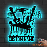 Personalized Music Wall Art with Led Light - Music Lover Gift - Music Notes Piano Sign - Music Time Living Room Decor