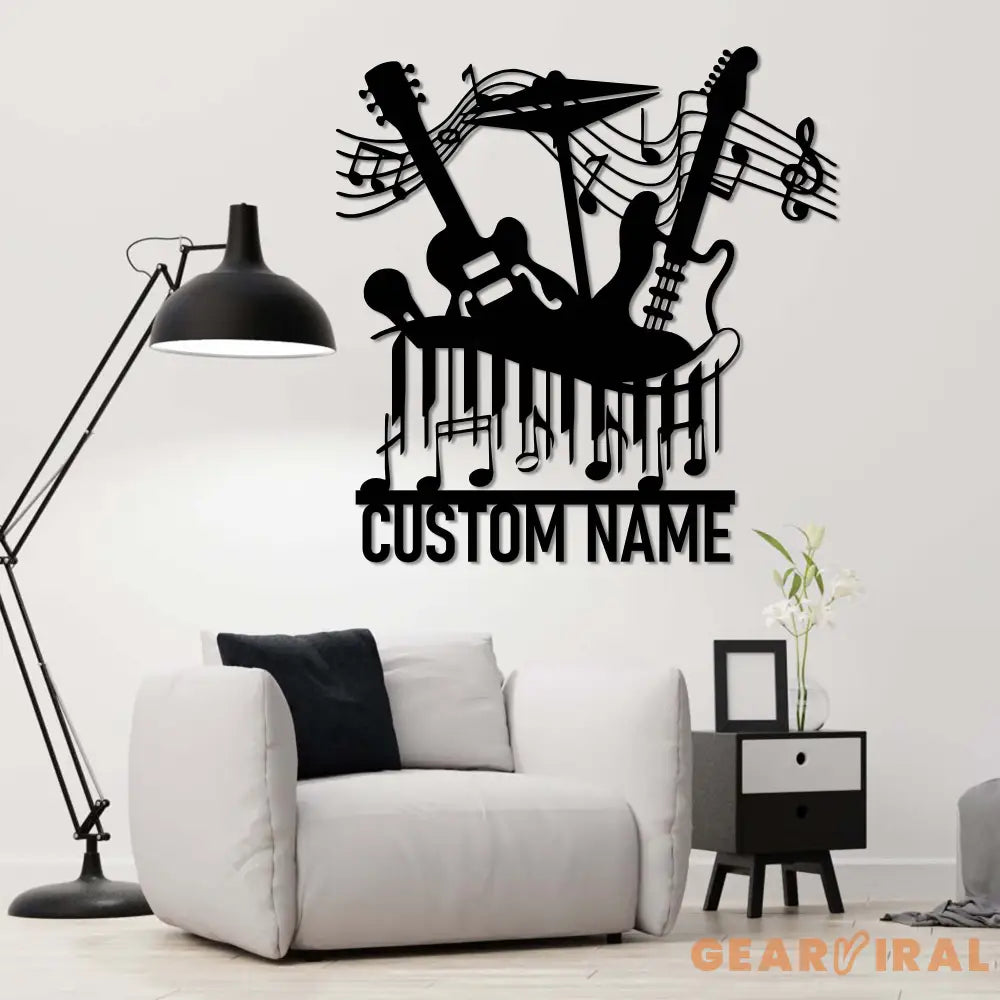Personalized Music Wall Art with Led Light - Music Lover Gift - Music Notes Piano Sign - Music Time Living Room Decor