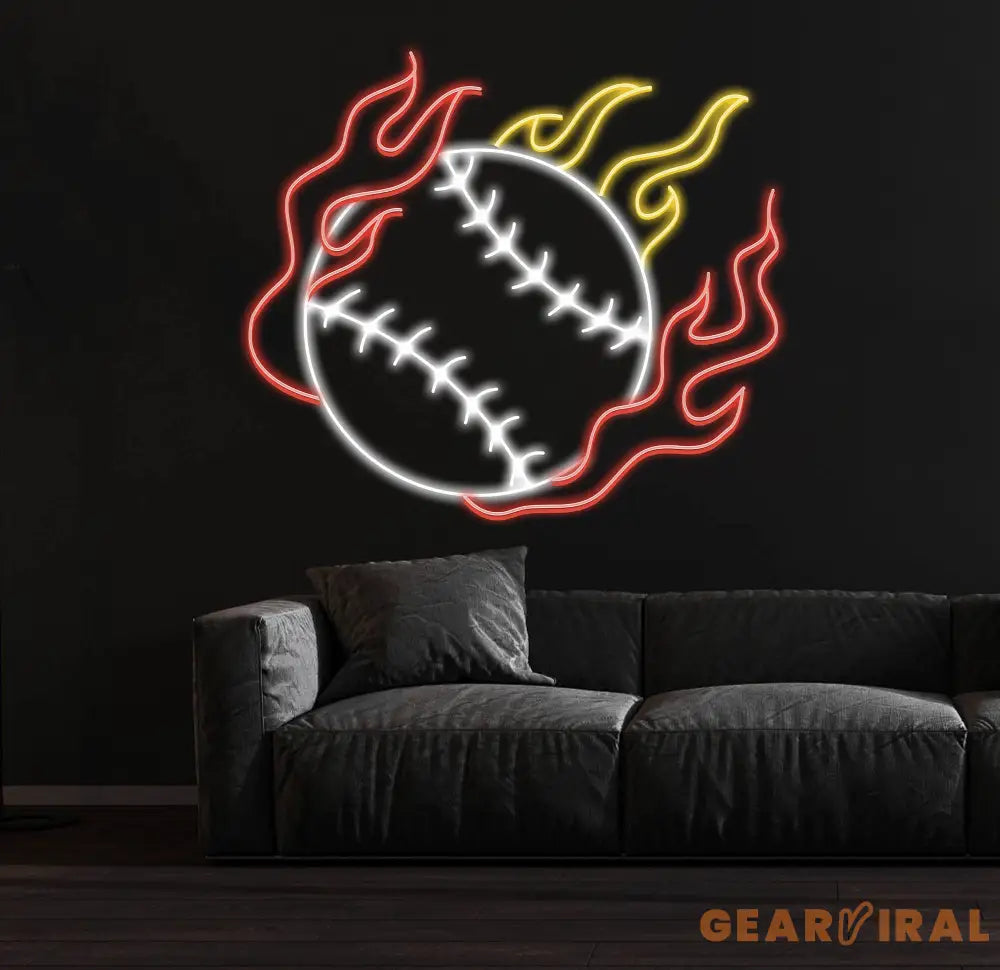 Personalized Name Baseball Fire Neon Sign Kids Room Decor Gift for Baseball Player Coach Gifts For Baseball Lover