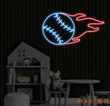 Personalized Name Baseball Fire Neon Sign Kids Room Decor Gift for Baseball Player Coach Gifts For Baseball Lover