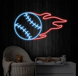 Personalized Name Baseball Fire Neon Sign Kids Room Decor Gift for Baseball Player Coach Gifts For Baseball Lover