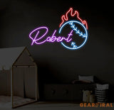 Personalized Name Baseball Fire Neon Sign Kids Room Decor Gift for Baseball Player Coach Gifts For Baseball Lover