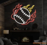 Personalized Name Baseball Fire Neon Sign Kids Room Decor Gift for Baseball Player Coach Gifts For Baseball Lover
