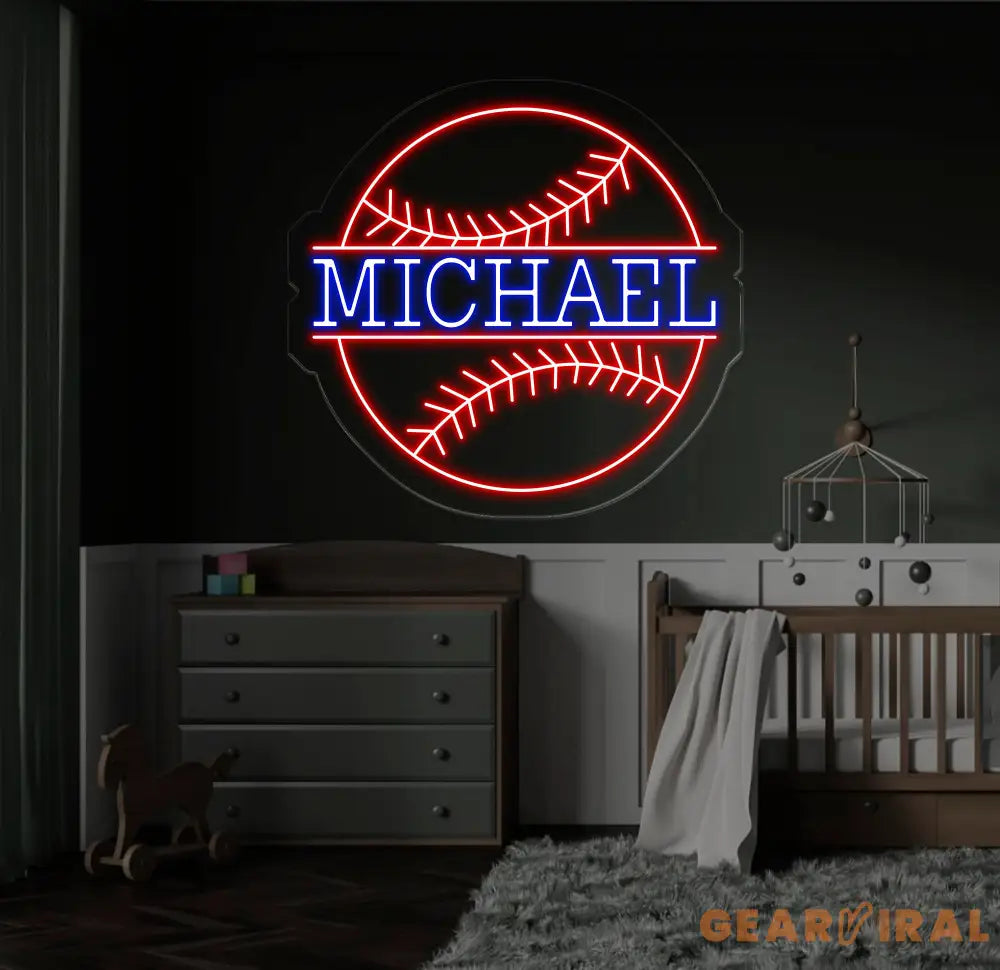 Personalized Name Baseball Neon Sign Kids Room Decor Gift for Baseball Player Coach Gifts For Baseball Lover Nursery