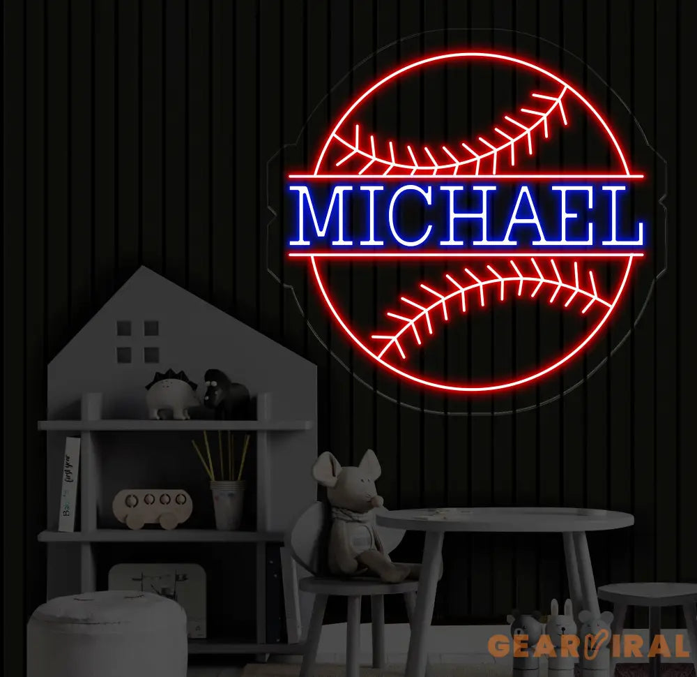 Personalized Name Baseball Neon Sign Kids Room Decor Gift for Baseball Player Coach Gifts For Baseball Lover Nursery