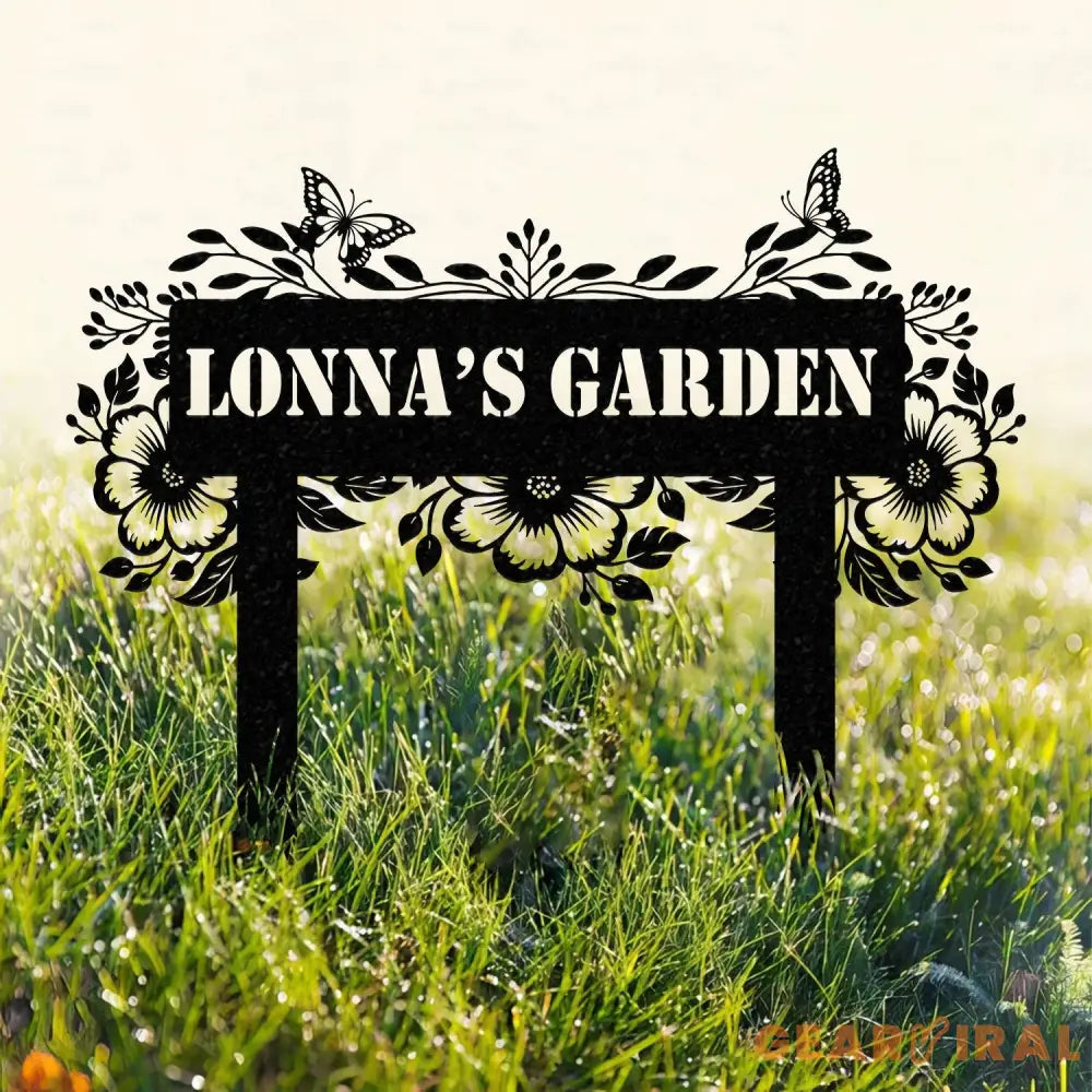 Personalized Name Butterfly Garden Sign Custom Butterfly Metal Garden Sign Personalized Metal Gardening Gift Custom