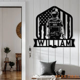 Personalized Name Police Sign for Home Metal Wall Art Police Officer Gifts for Men Police Gifts Metal Sign Police Badge