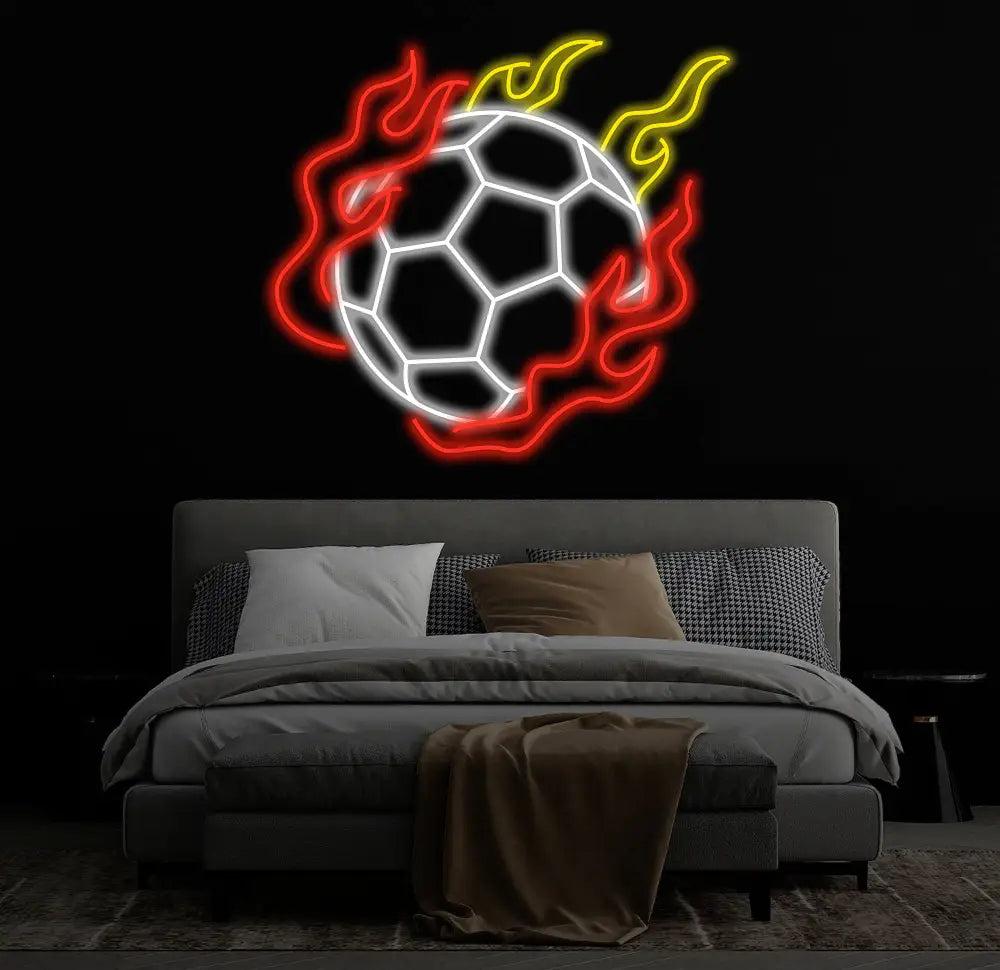 Personalized Name Soccer Fire Neon Sign Kids Room Decor Gift for Soccer Player Coach Gifts For Soccer Lover Nursery