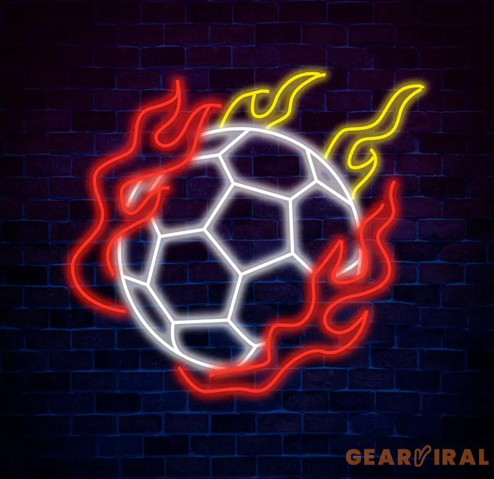 Personalized Name Soccer Fire Neon Sign Kids Room Decor Gift for Soccer Player Coach Gifts For Soccer Lover Nursery