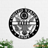 Personalized Name US Army Veteran Metal Sign - Custom Military Metal Art - Wall Decor - Veterans Day Gift For Proud