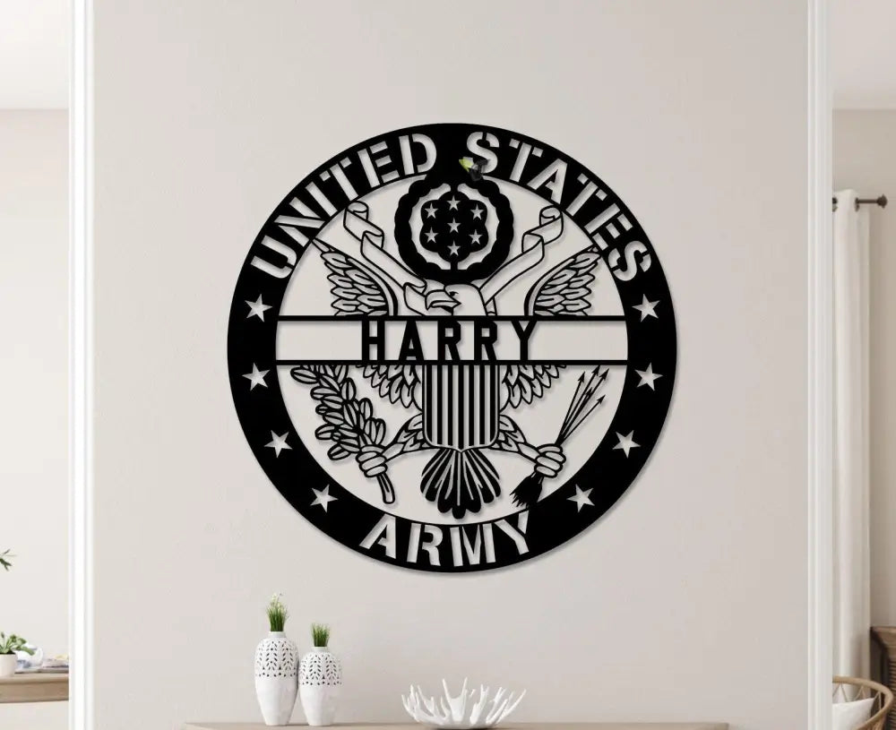 Personalized Name US Army Veteran Metal Sign - Custom Military Metal Art - Wall Decor - Veterans Day Gift For Proud