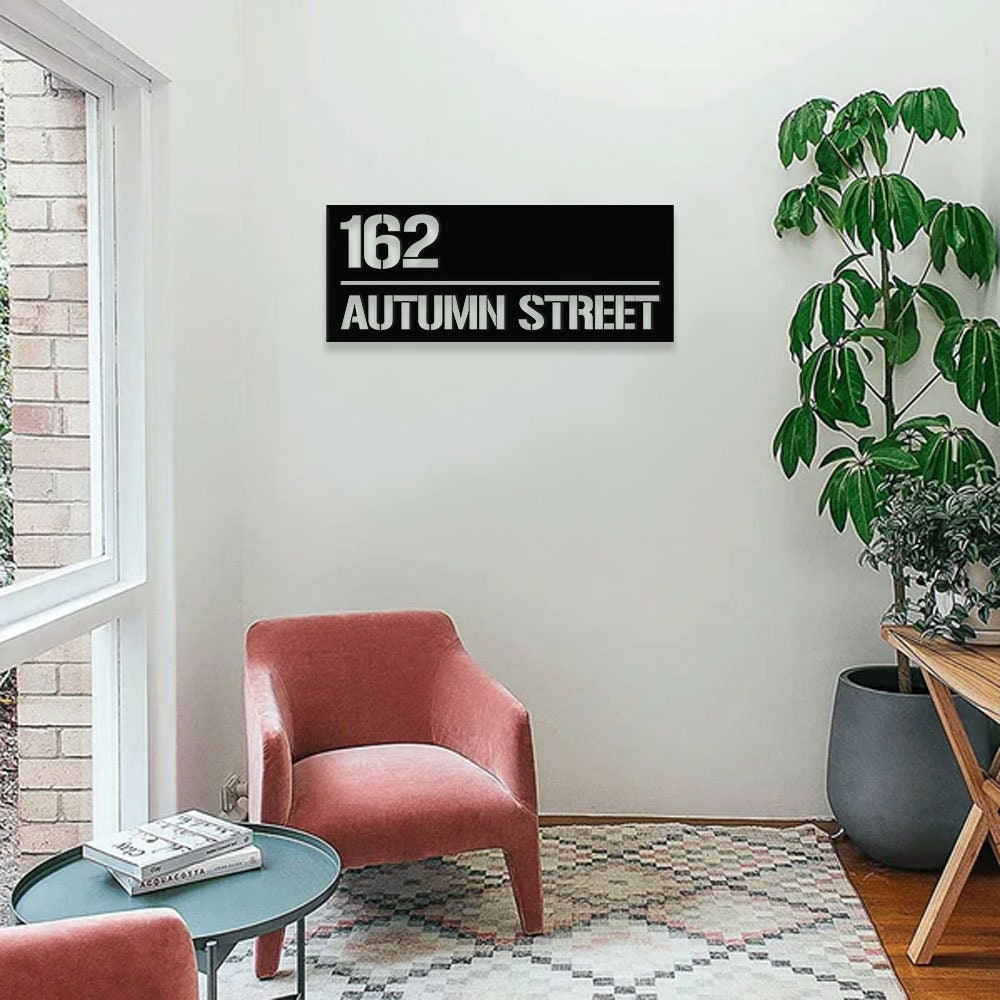 Personalized Number Metal Address Sign - Last Name Initial Hanging -  Personalize Metal Led Sign - Address Number Sign - Housewarming