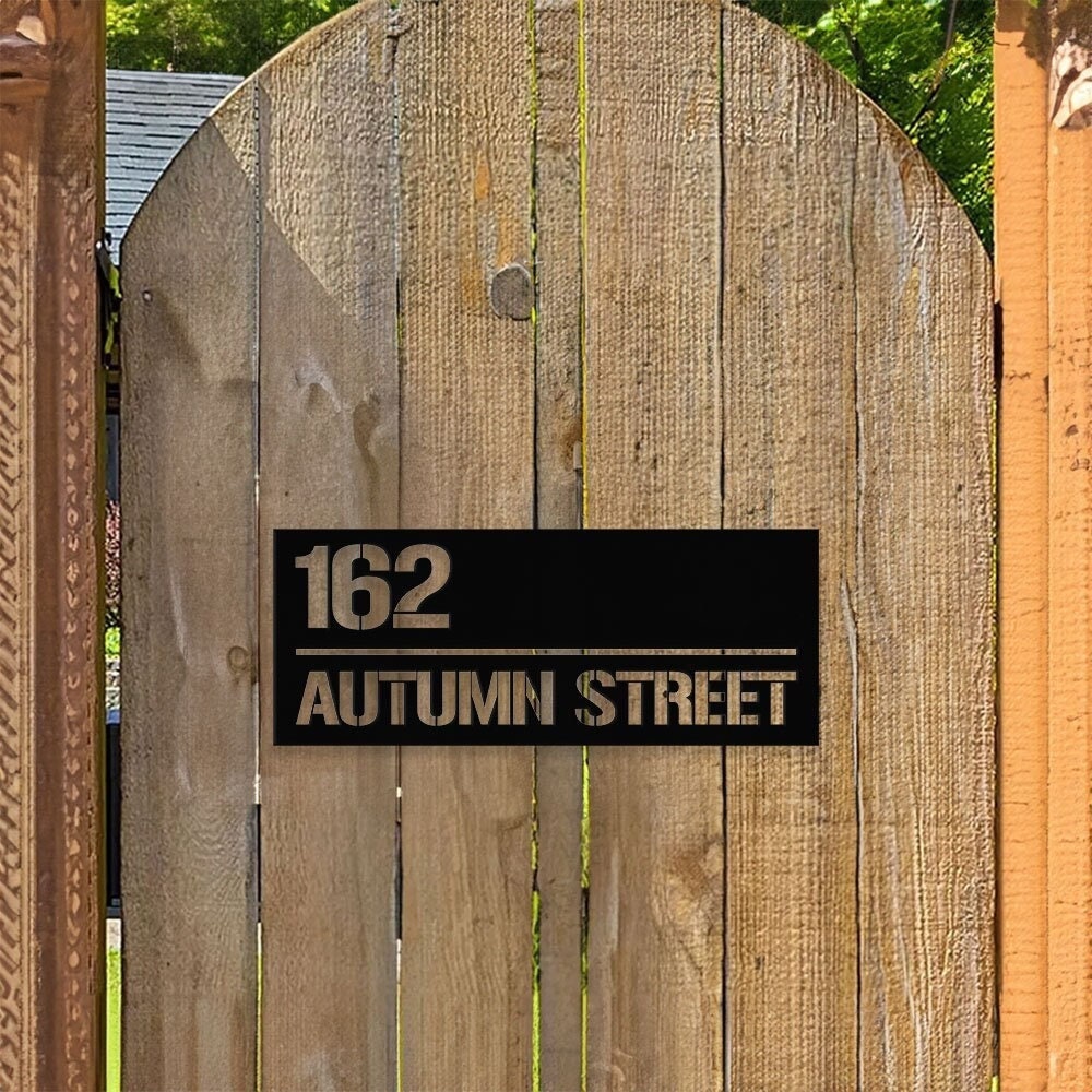 Personalized Number Metal Address Sign - Last Name Initial Hanging -  Personalize Metal Led Sign - Address Number Sign - Housewarming