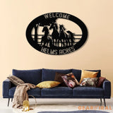 Personalized Outdoor Metal Horse Farm Sign with LED Lights - Custom Name Sign - Welcome Farm Animals Decor - Gift for