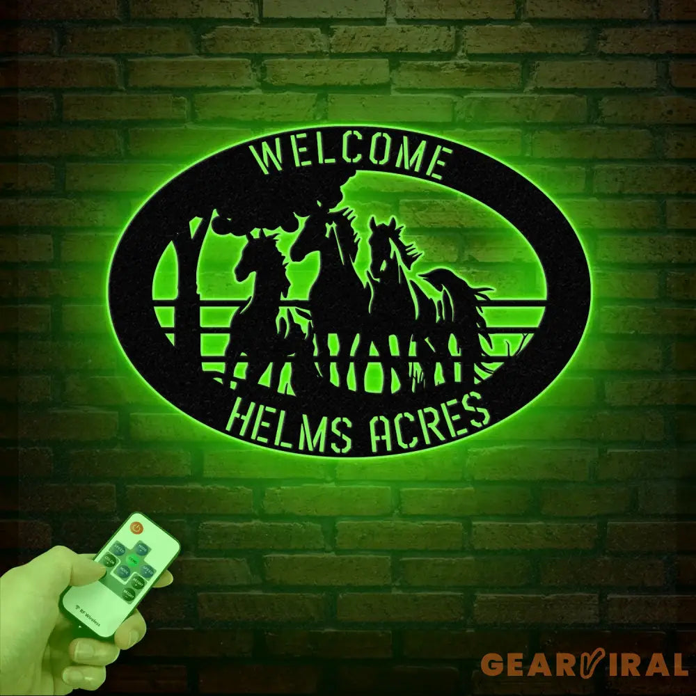 Personalized Outdoor Metal Horse Farm Sign with LED Lights - Custom Name Sign - Welcome Farm Animals Decor - Gift for