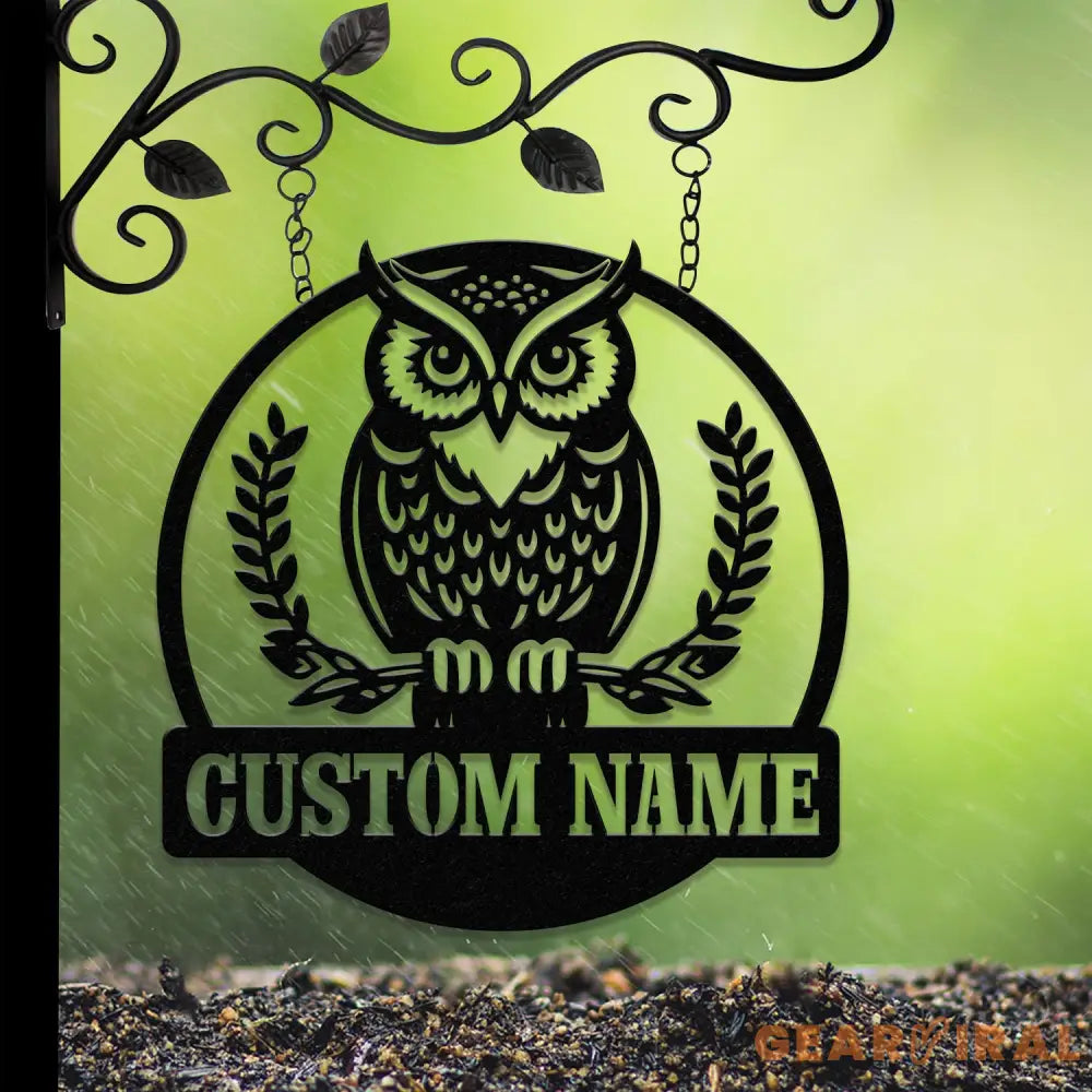 Personalized Owl Metal Wall Signs Owl Monogram Sign Outdoor Decor Garden Decor Garden Gifts Owl Decor Gifts for Mom