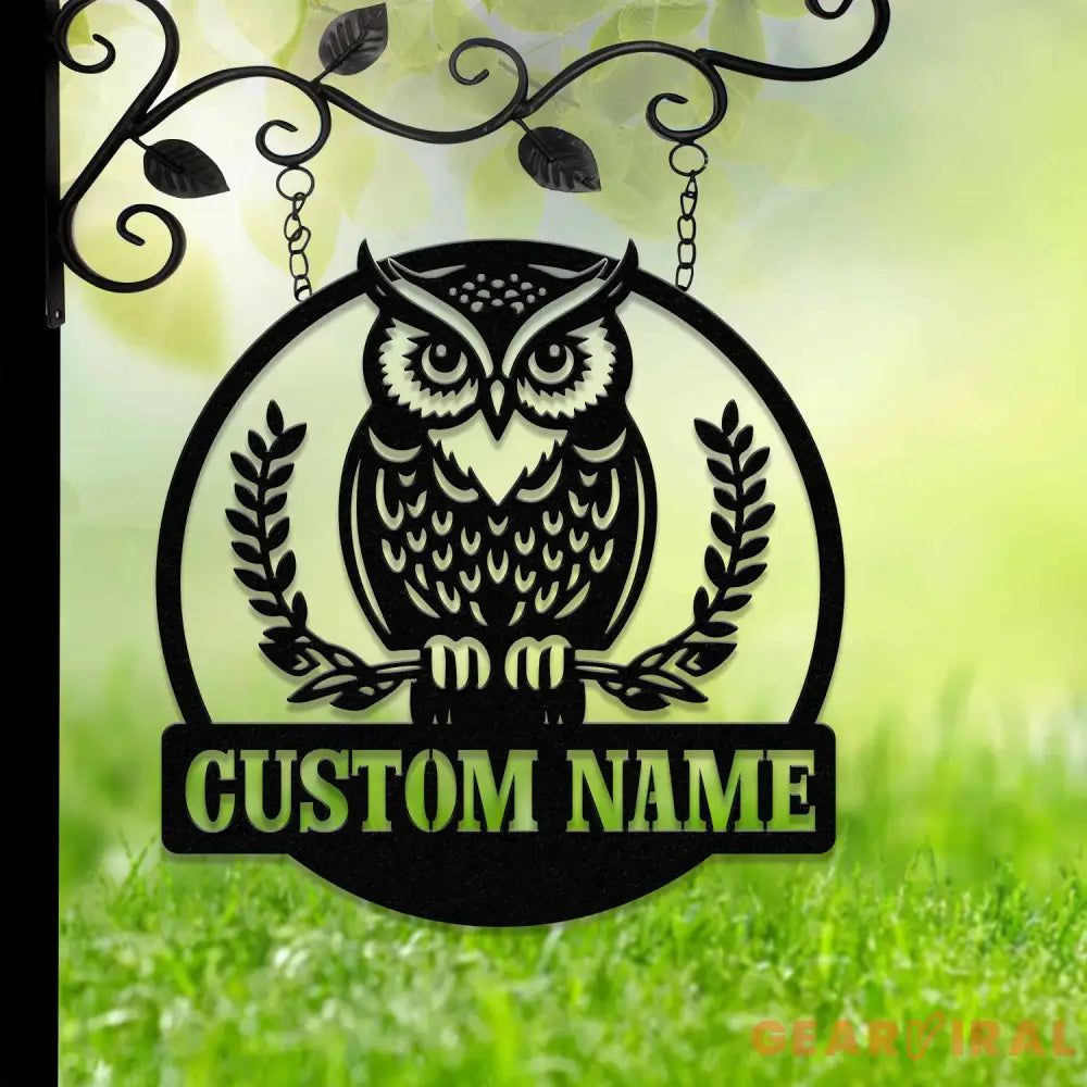 Personalized Owl Metal Wall Signs Owl Monogram Sign Outdoor Decor Garden Decor Garden Gifts Owl Decor Gifts for Mom