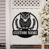 Personalized Owl Metal Wall Signs Owl Monogram Sign Outdoor Decor Garden Decor Garden Gifts Owl Decor Gifts for Mom