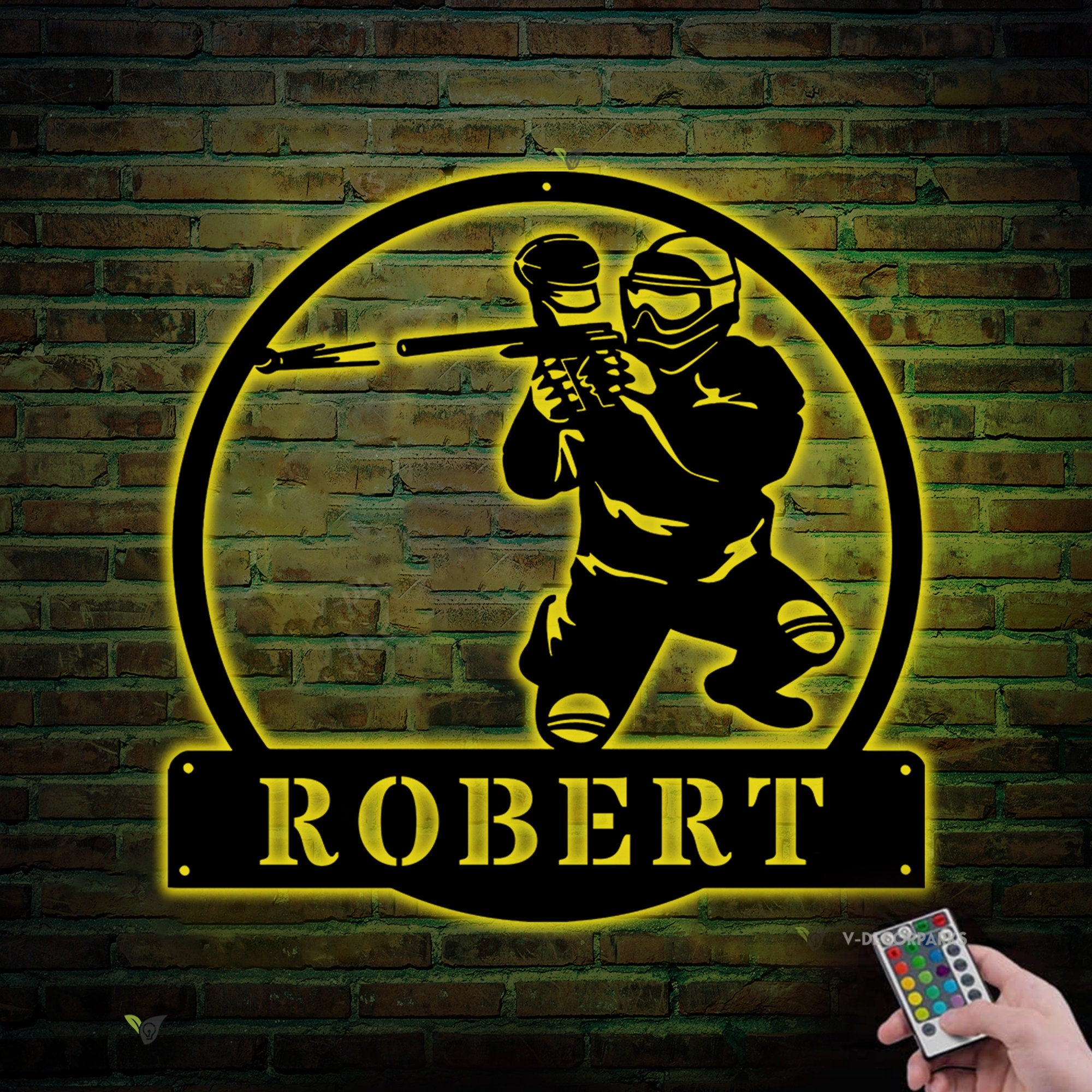 Personalized Paintball Metal Sign with LED Lights - Custom Paintball Monogram Metal Wall Art - Hobbies Gift - Birthday Gift | GearViral